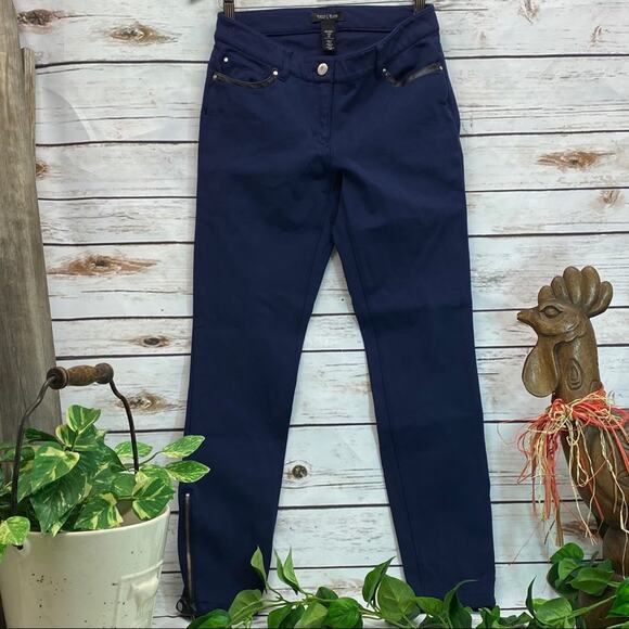 White House Black Market Skinny Pants Ankle Zip Size 0 Zero Regular Stretchy - Picture 5 of 9